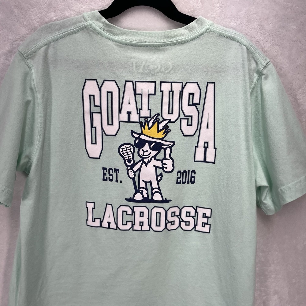GOAT USA Graphic Tee Boys Youth Large Lacrosse Crewneck Preppy Summer